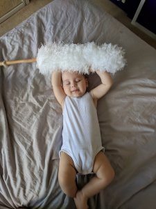 Baby Zoe playing with feather duster 2 Baby Zoe playing with feather duster 2