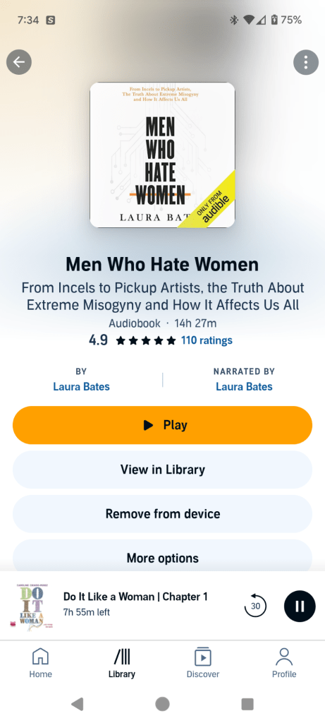 book cover of Men who hate women in Audible