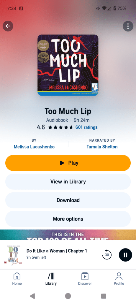 book cover of Too Much Lip in Audible