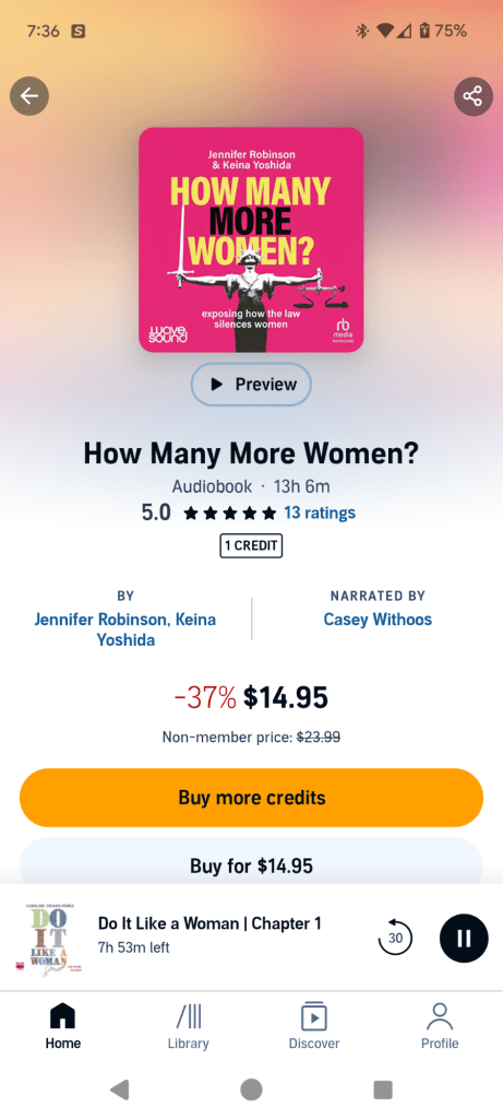 book cover of How many more women in Audible
