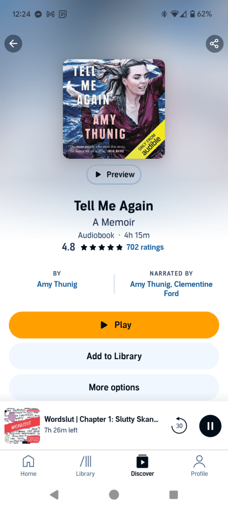 book cover of Tell Me Again in Audible