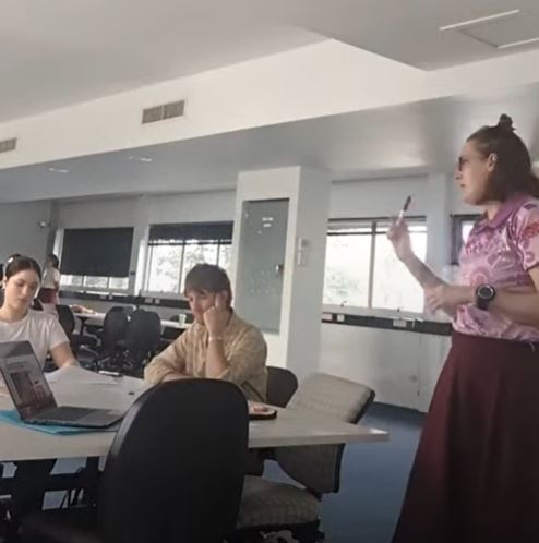 picture of TJ Withers teaching a mock lesson at QUT in August 2024